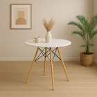 Mesa De Jantar Redonda Charles Eiffel Base Madeira 70cm Branca