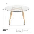 Mesa De Jantar Redonda Clarice Com Tampo De Vidro 120 Cm