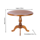 Mesa De Jantar Redonda Clássica Em Madeira Com Pés Torneados