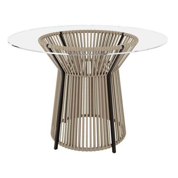 Mesa De Jantar Redonda Com Tampo De Vidro 120cm Valencia Pret