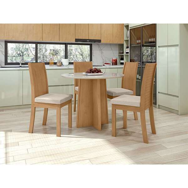 Mesa De Jantar Redonda Com Tampo De Vidro Off White Celebrare