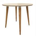 Mesa De Jantar Redonda Com Tampo De Vidro Veneza Off White 90