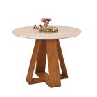 Mesa De Jantar Redonda Com Vidro 4 Lugares Freijó Off White K