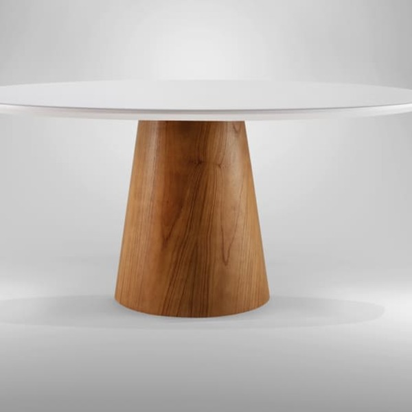 Mesa De Jantar Redonda Com Vidro - Dora-1,35m Requinte Salas