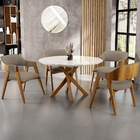 Mesa De Jantar Redonda Cora 120cm Off White M04 Com 04 Cadeir