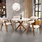 Mesa De Jantar Redonda Cora 120cm Off White M04 Com 04 Cadeir