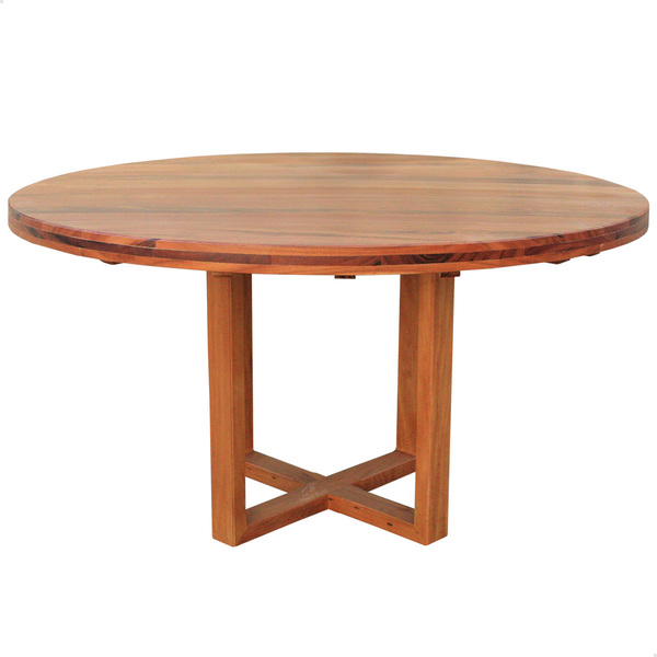 Mesa De Jantar Redonda Cozinha 160 Cm Madeira Maciça Natural