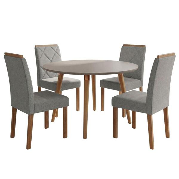 Mesa De Jantar Redonda Dani Mdf Com 4 Cadeiras Estofadas ...