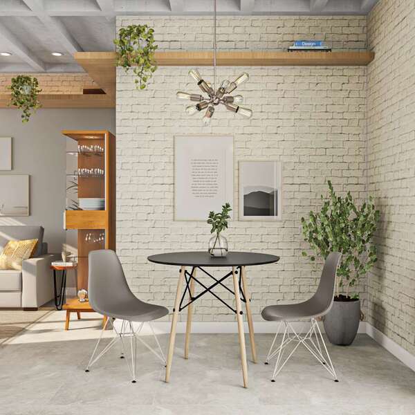 Mesa De Jantar Redonda Delft Preto 90 Cm