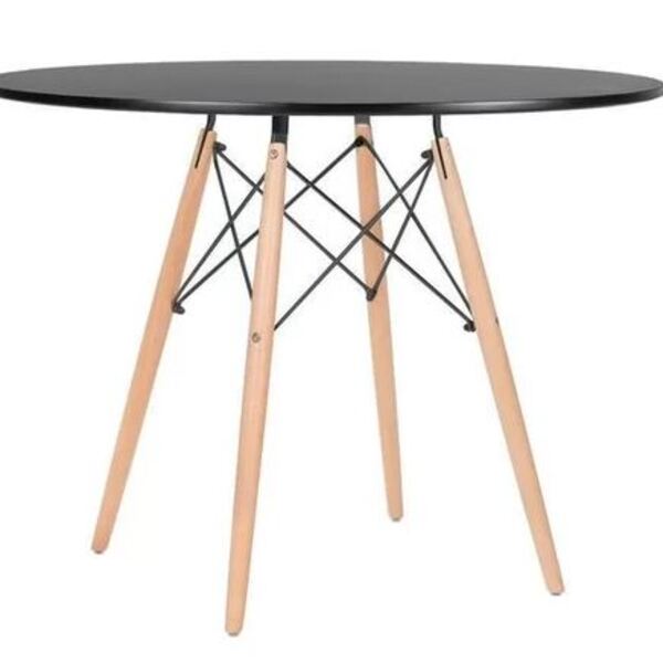 Mesa De Jantar Redonda Eames Eiffel 100cm  Preta