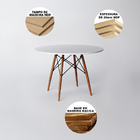 Mesa De Jantar Redonda Eiffel Eames 90cm De Madeira Branco -