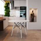 Mesa De Jantar Redonda Eiffel Wood Branca 90 Cm