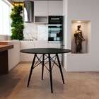 Mesa De Jantar Redonda Eiffel Wood Preta 90 Cm