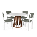Mesa De Jantar Redonda Gabi Bran/nor Com 4 Cadeiras Estofadas