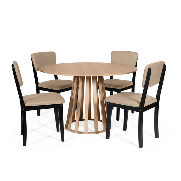 Mesa De Jantar Redonda Gabi Jade Com 4 Cadeiras Estofadas Ell