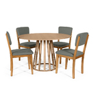 Mesa De Jantar Redonda Gabi Jade Com 4 Cadeiras Estofadas Ell