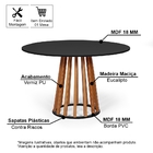 Mesa De Jantar Redonda Gabi Nat/pret Com 4 Cadeiras Estofadas