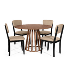 Mesa De Jantar Redonda Gabi Noronha Com 4 Cadeiras Estofadas