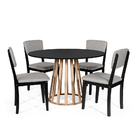 Mesa De Jantar Redonda Gabi Pret/jade Com 4 Cadeiras Estofada