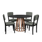 Mesa De Jantar Redonda Gabi Pret/nor Com 4 Cadeiras Estofadas