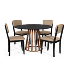 Mesa De Jantar Redonda Gabi Pret/nor Com 4 Cadeiras Estofadas