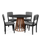 Mesa De Jantar Redonda Gabi Pret/nor Com 4 Cadeiras Estofadas