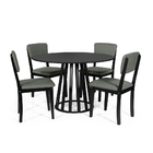 Mesa De Jantar Redonda Gabi Preta Com 4 Cadeiras Estofadas El