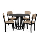 Mesa De Jantar Redonda Gabi Preta Com 4 Cadeiras Estofadas El