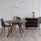 Mesa De Jantar Redonda Ipiranga Madeira Maciça Amêndoa E Preta