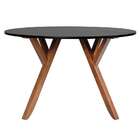 Mesa De Jantar Redonda Ipiranga Madeira Maciça Amêndoa E Preta