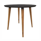 Mesa De Jantar Redonda Ivy 90 Cm Preto Pés Retrô Castanho - D