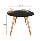 Mesa De Jantar Redonda Laqueada Com Vidro 100cm - Preta - Ama