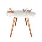 Mesa De Jantar Redonda Laqueada Com Vidro 120cm - Branca - Am