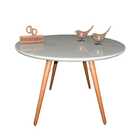 Mesa De Jantar Redonda Laqueada Com Vidro Tampo 140cm - Off W