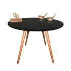 Mesa De Jantar Redonda Laqueada Com Vidro Tampo 140cm - Preta