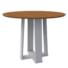 Mesa De Jantar Redonda Lara 100 Cm Imbuia Base Off White - D'