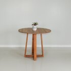 Mesa De Jantar Redonda Lara, Em Madeira Maciça E Tampo Em Mdf