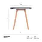 Mesa De Jantar Redonda Leda - 80 Cm - Preto