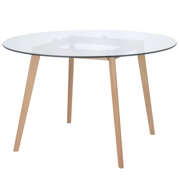 Mesa De Jantar Redonda Leda Com Tampo De Vidro 120 Cm