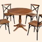 Mesa De Jantar Redonda Madeira Maciça 4 Lugares – Castanho