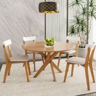 Mesa De Jantar Redonda Madeira Maciça  4 Lugares 120cm Lisboa