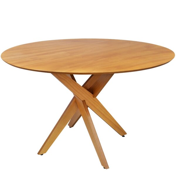 Mesa De Jantar Redonda Madeira Maciça  4 Lugares 120cm Lisboa