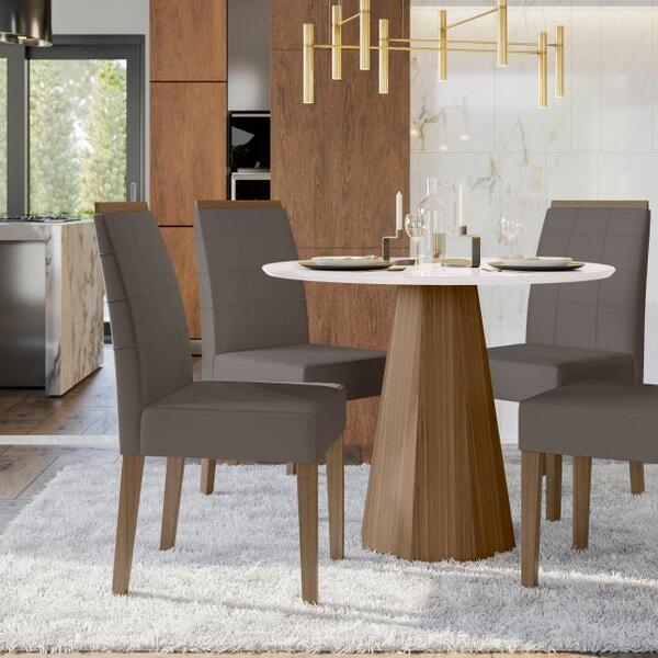 Mesa De Jantar Redonda Monterey Off White Imbuia