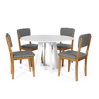 Mesa De Jantar Redonda Montreal Branca Com 4 Cadeiras Estofad