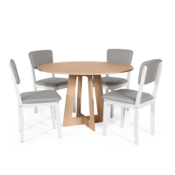 Mesa De Jantar Redonda Montreal Jade Com 4 Cadeiras Estofadas