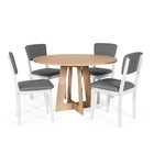 Mesa De Jantar Redonda Montreal Jade Com 4 Cadeiras Estofadas