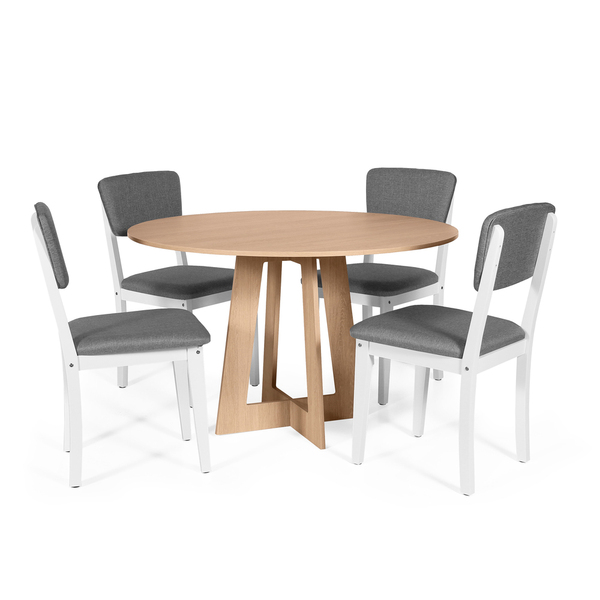 Mesa De Jantar Redonda Montreal Jade Com 4 Cadeiras Estofadas