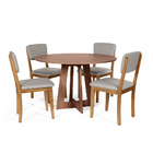 Mesa De Jantar Redonda Montreal Noronha Com 4 Cadeiras Estofa