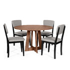 Mesa De Jantar Redonda Montreal Noronha Com 4 Cadeiras Estofa