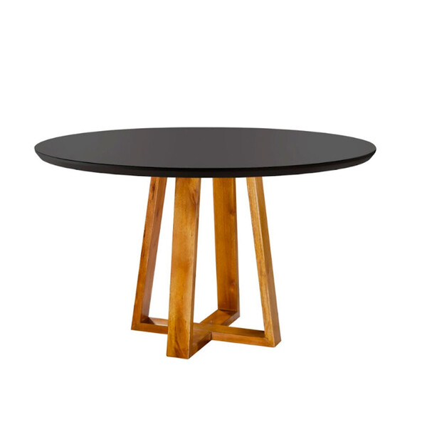 Mesa De Jantar Redonda Natalle 100cm Madeira Maciça E Tampo C